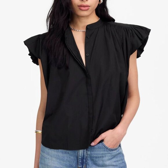 Madewell Poplin Shirred Button-Up Shirt Size XXS - Picture 1 of 13